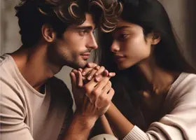 Due persone che si tengono per mano e si guardano negli occhi in un momento di connessione emotiva